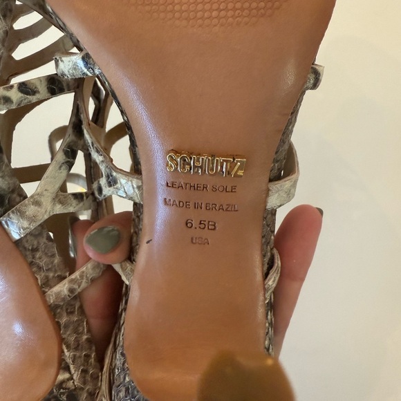 Schutz Juliana Pearl Snake High Heel Caged Open Single Sole Dress Sandal 6.5 - Picture 7 of 7